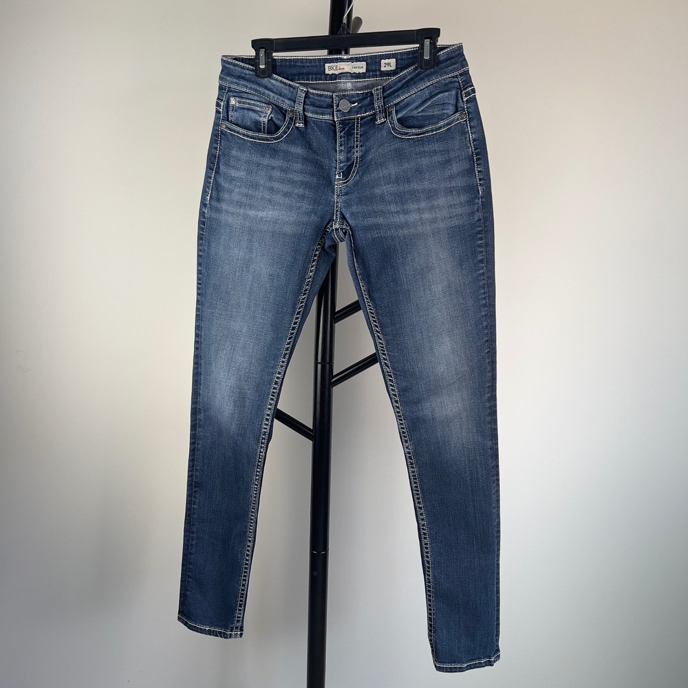 BKE Payton Skinny Jeans Medium Wash Blue Denim 29L Contrast Stitch Women